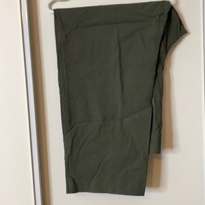 Stretchy elastic fixed waist green dress pants